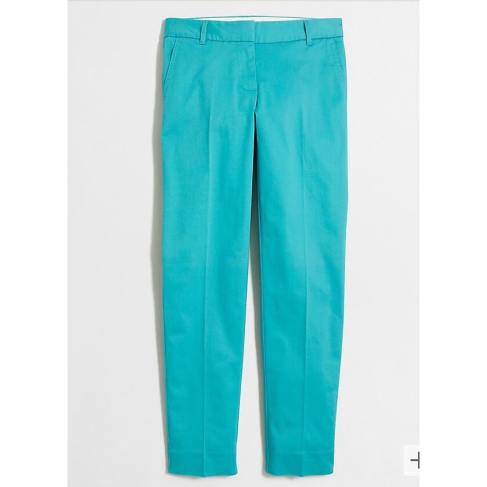J. Crew Stretch Skimmer Pant City Fit Timeless Turquoise Cotton Preppy Trousers